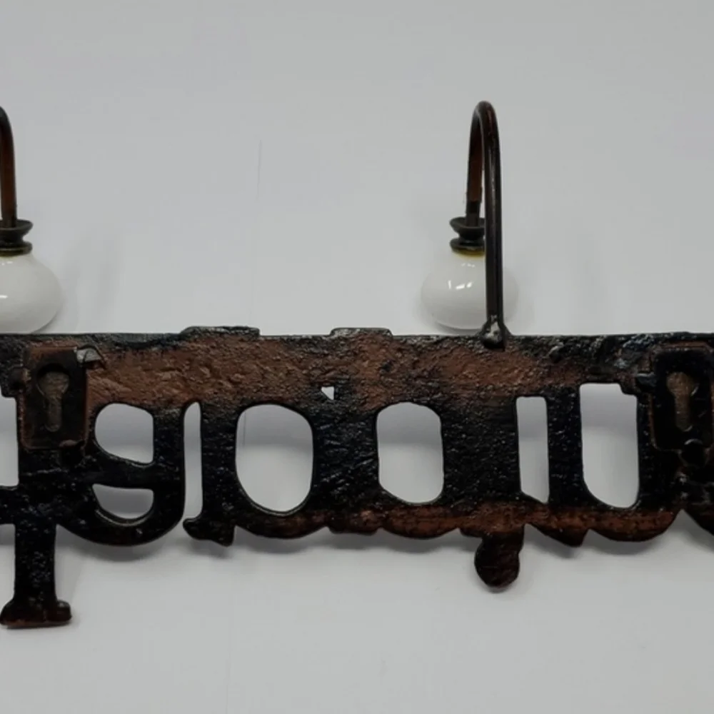 Vintage Cast Iron HAPPINESS Coat Rack